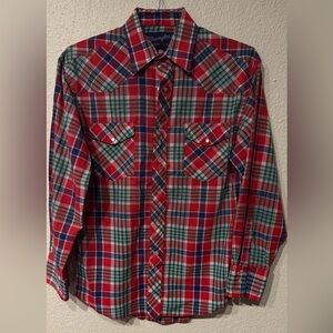 Men's Red and Green Plaid Shirt